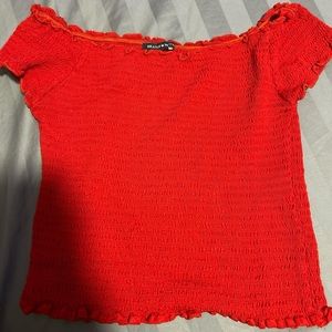 Brandy Melville Off shoulder smocked crop top